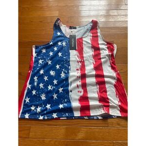 Yipwin Tank Top Womens 1X USA American Flag Patriotic 4th of July Sleeveless NWT